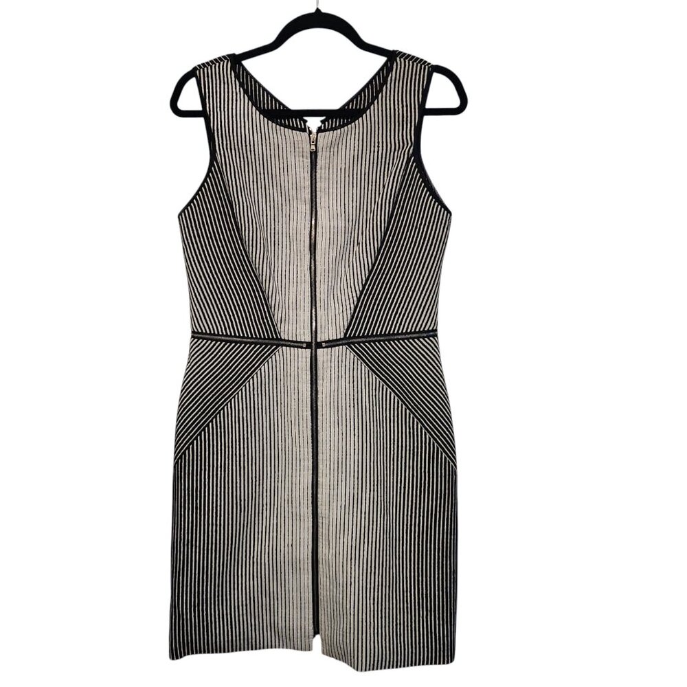 Yoana Baraschi Striped Zipper Sheath Dress Size 6 Black White